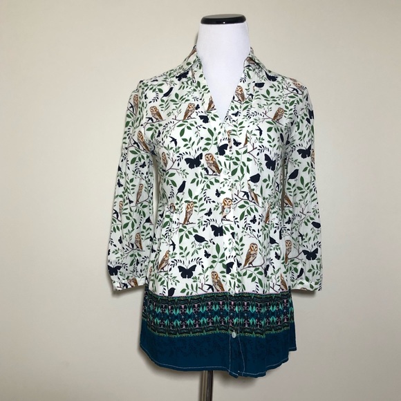 Anthropologie Tops - Anthropologie Woodland Walk Owl Button Down